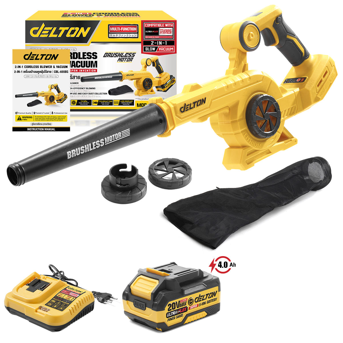 เครื่องเป่าลมไร้สาย (พร้อมแบตเตอรี่) DELTON รุ่น CBL-655BS ULTRAFLEX 20V 4AH_1